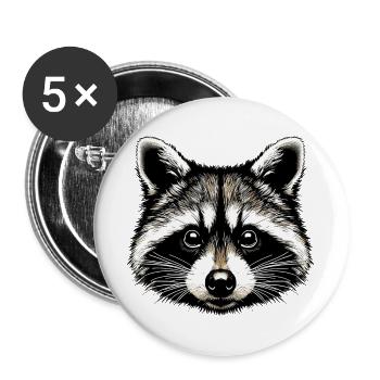 Raccoon - Buttons large 2.2''/56 mm (5-pack) - white - Front