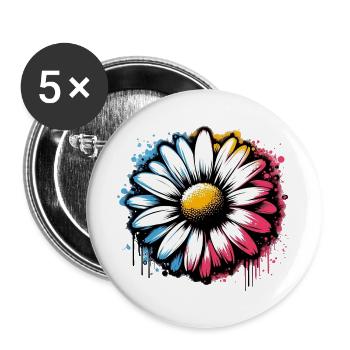Gänseblümchen - Buttons groß 56 mm (5er Pack) - Weiß - Vorne