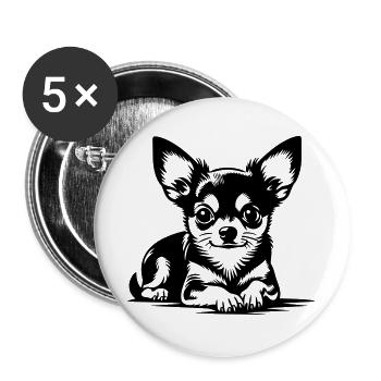 Chihuahua - Lot de 5 grands badges (56 mm) - blanc - Devant