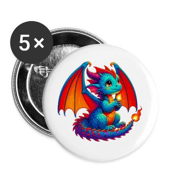 Dragon - Buttons large 2.2''/56 mm (5-pack) - white - Front