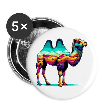 Chameau - Lot de 5 grands badges (56 mm) - blanc - Devant