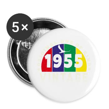Jahrgang 1955 Retro - Bursdag - Buttons groß 56 mm (5er Pack) - Weiß - Vorne