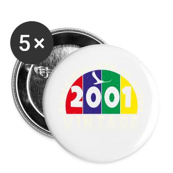 Jahrgang 2001 Retro - Bursdag - Buttons groß 56 mm (5er Pack) - Weiß - Vorne