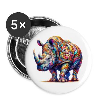 Nashorn - Buttons groß 56 mm (5er Pack) - Weiß - Vorne