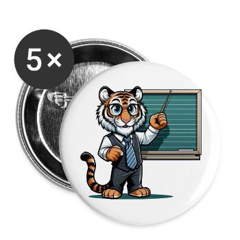 Cute Tiger Teacher - Buttons large 2.2''/56 mm (5-pack) - white - Front