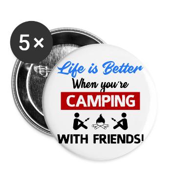 camping with friends - Buttons groß 56 mm (5er Pack) - Weiß - Vorne