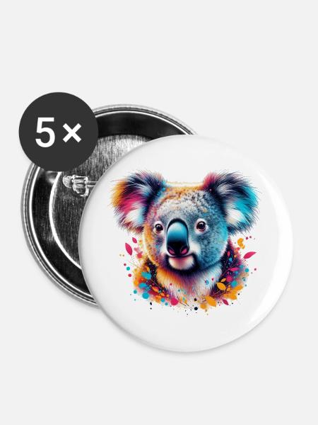 Koala - Buttons groß 56 mm (5er Pack) - Weiß