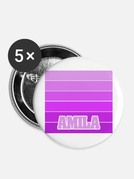 Mädchenname Amila - Buttons groß 56 mm (5er Pack) - Weiß