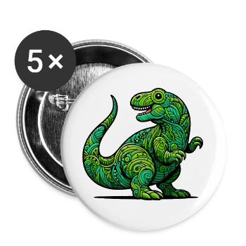 Dinosaur - Buttons large 2.2''/56 mm (5-pack) - white - Front