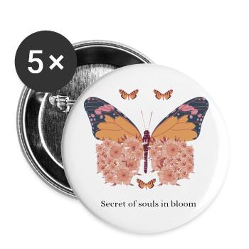 Blossoming of Souls - Buttons large 2.2''/56 mm (5-pack) - white - Front