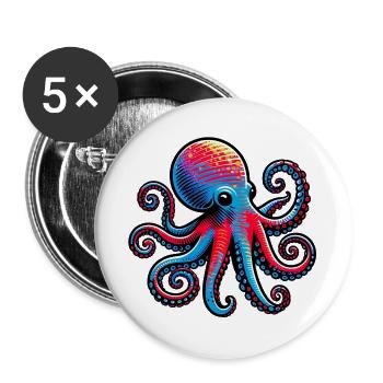 Octopus - Buttons large 2.2''/56 mm (5-pack) - white - Front