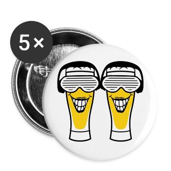2 Fête Bière Amis Verre d’alcool Boire Boire - Lot de 5 grands badges (56 mm) - blanc - Devant