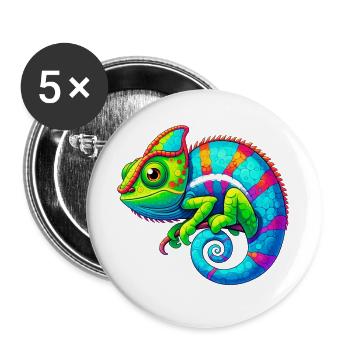 Caméléon - Lot de 5 grands badges (56 mm) - blanc - Devant