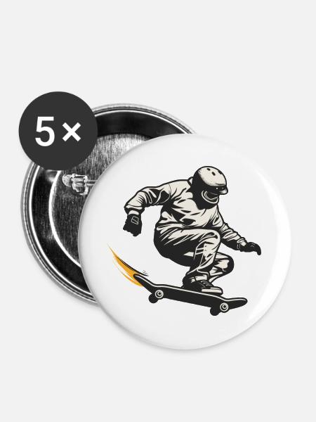 Skateboarder - Buttons groß 56 mm (5er Pack) - Weiß