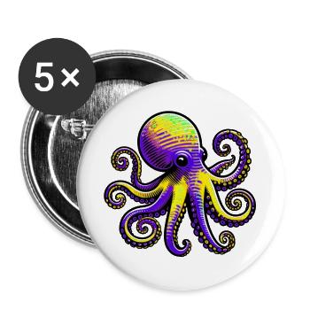 Pieuvre - Lot de 5 grands badges (56 mm) - blanc - Devant