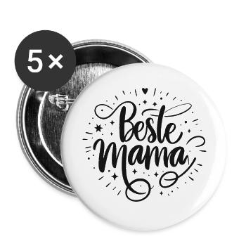 Meilleure maman - Lot de 5 grands badges (56 mm) - blanc - Devant