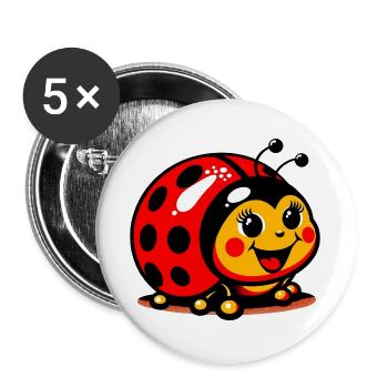 Marienkäfer - Buttons groß 56 mm (5er Pack) - Weiß - Vorne