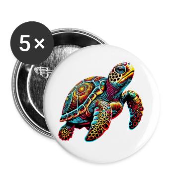 Tortue - Lot de 5 grands badges (56 mm) - blanc - Devant