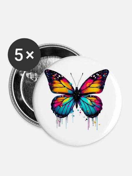 Schmetterling - Buttons groß 56 mm (5er Pack) - Weiß