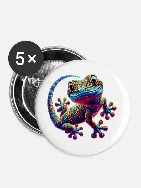Gecko - Buttons groß 56 mm (5er Pack) - Weiß