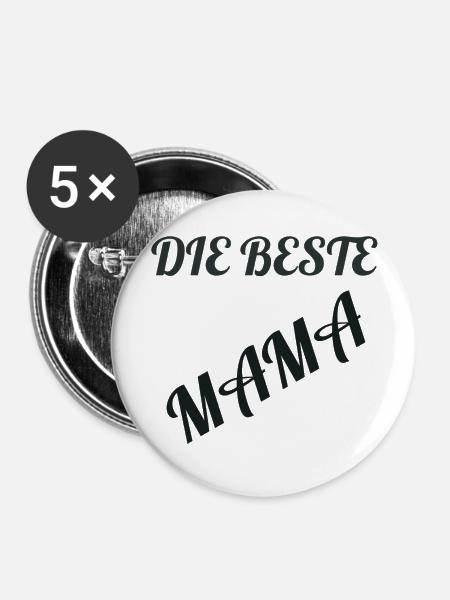 Die beste Mama - Buttons groß 56 mm (5er Pack) - Weiß