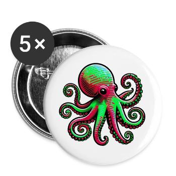 Octopus - Buttons large 2.2''/56 mm (5-pack) - white - Front