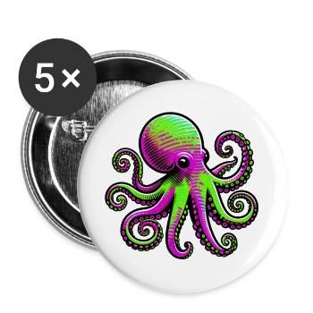 Krake - Buttons groß 56 mm (5er Pack) - Weiß - Vorne