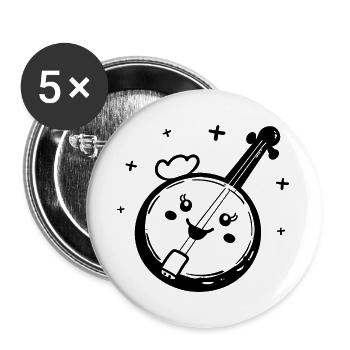 Cartoon Banjo - Buttons large 2.2''/56 mm (5-pack) - white - Front