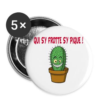 Cactus manga - Lot de 5 grands badges (56 mm) - blanc - Devant