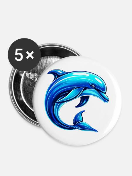 Delfin - Buttons groß 56 mm (5er Pack) - Weiß