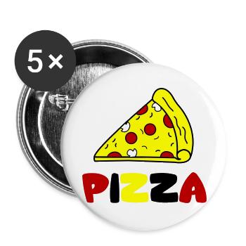 pizza - Lot de 5 grands badges (56 mm) - blanc - Devant