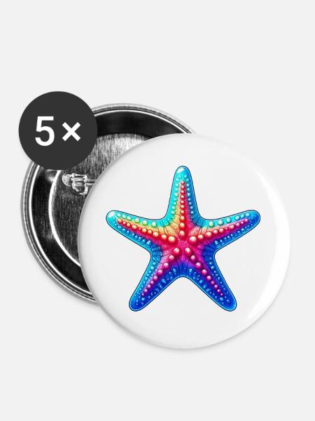 Seestern - Buttons groß 56 mm (5er Pack) - Weiß