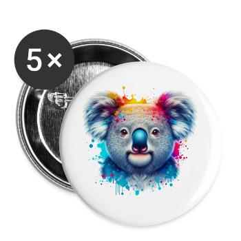Koala - Lot de 5 grands badges (56 mm) - blanc - Devant