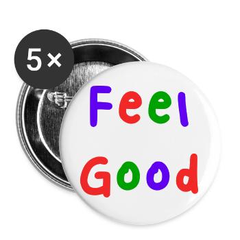 GLÜCKLICH. KOSTENLOS. FREIHEIT. WOHLFAHRT. ZEN. MEDITATION. - Buttons groß 56 mm (5er Pack) - Weiß - Vorne