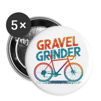Gravel Grinder Bicycle Illustration - Buttons large 2.2''/56 mm (5-pack) - white - Front