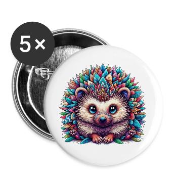 Hérisson - Lot de 5 grands badges (56 mm) - blanc - Devant