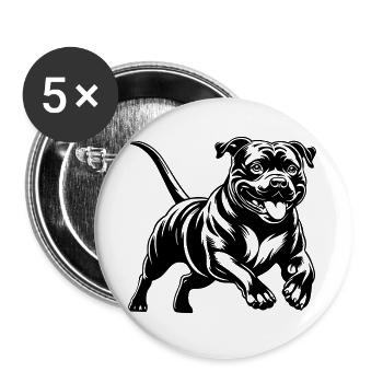 Staffordshire Bull Terrier - Buttons large 2.2''/56 mm (5-pack) - white - Front