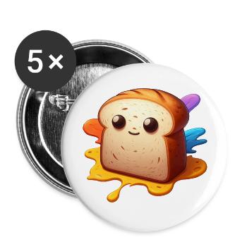 Pain Toast Sandwich Visage Mignon Boulanger - Lot de 5 grands badges (56 mm) - blanc - Devant