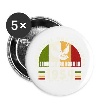 1954 Vintage Anniversaire Légende Cadeau - Lot de 5 grands badges (56 mm) - blanc - Devant