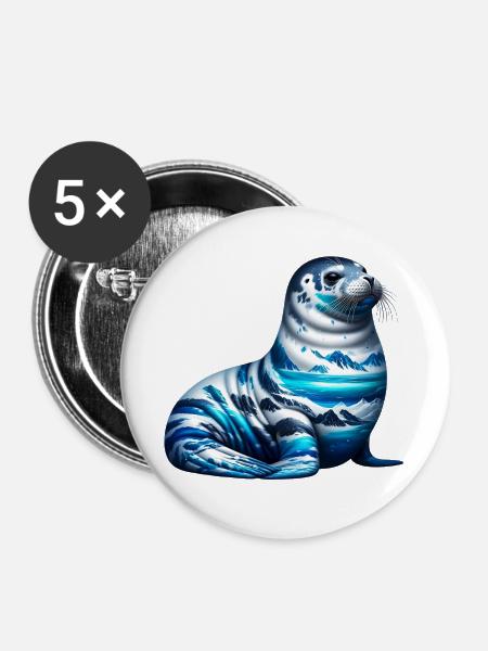 Siegel - Buttons groß 56 mm (5er Pack) - Weiß
