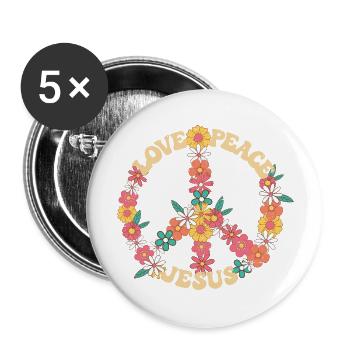Love peace jesus christian hippie jesus christ - Buttons large 2.2''/56 mm (5-pack) - white - Front