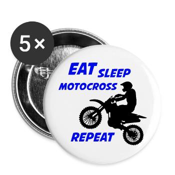 Eat Sleep Motocross - Buttons large 2.2''/56 mm (5-pack) - white - Front