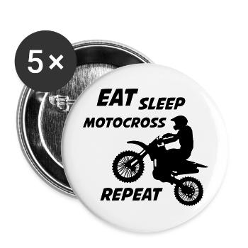 Eat Sleep Motocross - Buttons large 2.2''/56 mm (5-pack) - white - Front