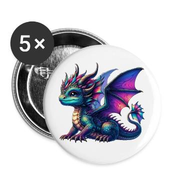 Dragon - Buttons large 2.2''/56 mm (5-pack) - white - Front