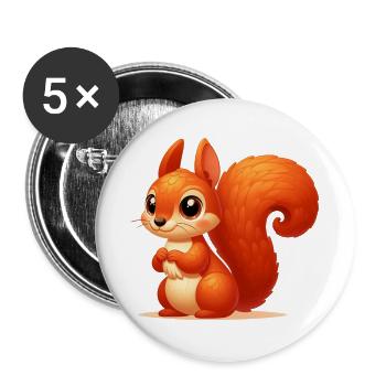 Eichhörnchen - Buttons groß 56 mm (5er Pack) - Weiß - Vorne