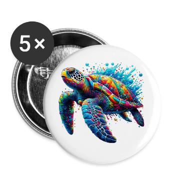 Turtle - Buttons large 2.2''/56 mm (5-pack) - white - Front