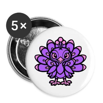 Peacock Comic Animal - Buttons large 2.2''/56 mm (5-pack) - white - Front