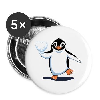 Pingouin Amoureux - Lot de 5 grands badges (56 mm) - blanc - Devant