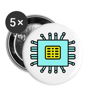 Digital Computer Chip Icon - Buttons large 2.2''/56 mm (5-pack) - white - Front