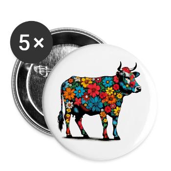 Vache - Lot de 5 grands badges (56 mm) - blanc - Devant